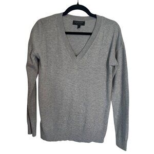 Banana Republic Womens Gray V-Neck Sweater S 55% Cotton 40% Nylon 5% Cashmere